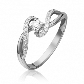 Кольцо из белого золота Platina 01-1525-00-101-1120-30 с бриллиантом 01-1525-00-101-1120-30 фото