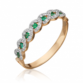Золотое кольцо Platina 01-1534-00-106-1110-30 с бриллиантом и изумрудом 01-1534-00-106-1110-30 фото