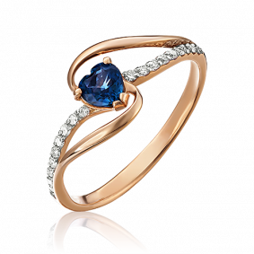 Золотое кольцо Platina 01-1535-00-105-1110-30 с бриллиантом и сапфиром 01-1535-00-105-1110-30 фото