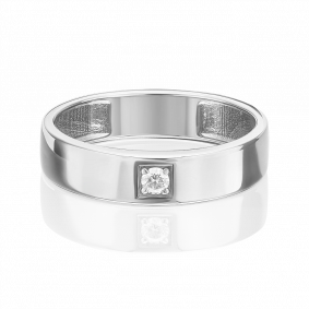 Обручальное кольцо из белого золота Platina с бриллиантом 01-1539-00-101-1120-30 01-1539-00-101-1120-30 фото