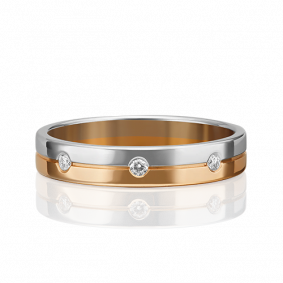 Обручальное кольцо из комбинированного золота Platina с бриллиантом 01-1541-00-101-1111-30 01-1541-00-101-1111-30 фото