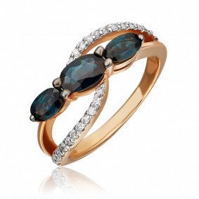 Золотое кольцо Platina 01-1544-00-105-1110-30 с бриллиантом и сапфиром 01-1544-00-105-1110-30 фото