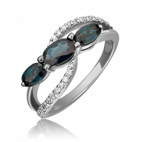 Кольцо из белого золота Platina 01-1544-00-105-1120-30 с бриллиантом и сапфиром 01-1544-00-105-1120-30 фото