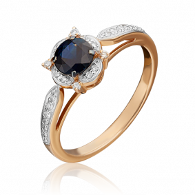 Золотое кольцо Platina 01-1548-00-105-1110-30 с бриллиантом и сапфиром 01-1548-00-105-1110-30 фото