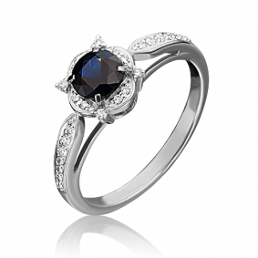 Кольцо из белого золота Platina 01-1548-00-105-1120-30 с бриллиантом и сапфиром 01-1548-00-105-1120-30 фото