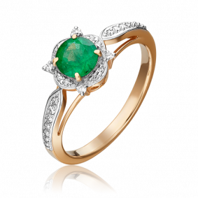 Золотое кольцо Platina 01-1548-00-106-1110-30 с бриллиантом и изумрудом 01-1548-00-106-1110-30 фото