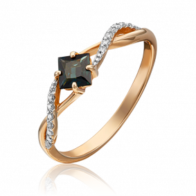 Золотое кольцо Platina 01-1549-00-105-1110-30 с бриллиантом и сапфиром 01-1549-00-105-1110-30 фото