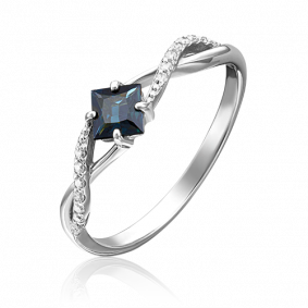 Кольцо из белого золота Platina 01-1549-00-105-1120-30 с бриллиантом и сапфиром 01-1549-00-105-1120-30 фото