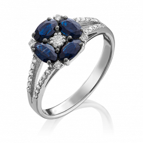 Кольцо из белого золота Platina 01-1551-00-105-1120-30 с бриллиантом и сапфиром 01-1551-00-105-1120-30 фото