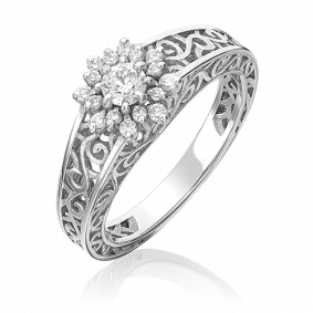 Кольцо из белого золота Platina 01-1553-00-101-1120-30 с бриллиантом 01-1553-00-101-1120-30 фото