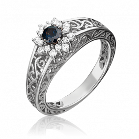 Кольцо из белого золота Platina 01-1553-00-105-1120-30 с бриллиантом и сапфиром 01-1553-00-105-1120-30 фото