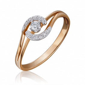 Кольцо из комбинированного золота Platina 01-1555-00-101-1111-30 с бриллиантом 01-1555-00-101-1111-30 фото