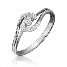 Кольцо из белого золота Platina 01-1555-00-101-1120-30 с бриллиантом 01-1555-00-101-1120-30 фото