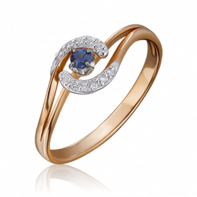 Кольцо из комбинированного золота Platina 01-1555-00-105-1111-30 с бриллиантом и сапфиром 01-1555-00-105-1111-30 фото