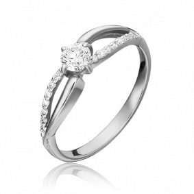 Кольцо из белого золота Platina 01-1556-00-101-1120-30 с бриллиантом 01-1556-00-101-1120-30 фото