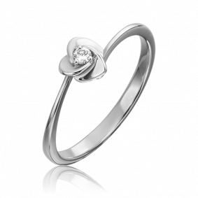 Кольцо из белого золота Platina 01-1558-00-101-1120-30 с бриллиантом 01-1558-00-101-1120-30 фото
