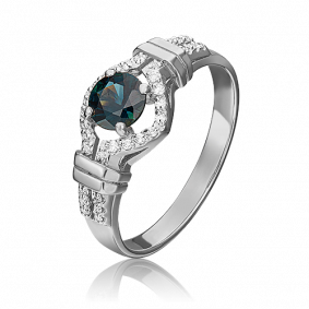 Кольцо из белого золота Platina 01-1563-00-105-1120-30 с бриллиантом и сапфиром 01-1563-00-105-1120-30 фото