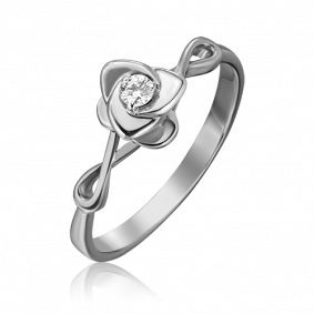 Кольцо из белого золота Platina 01-1564-00-101-1120-30 с бриллиантом 01-1564-00-101-1120-30 фото