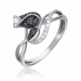 Кольцо из белого золота Platina 01-1565-00-105-1120-30 с бриллиантом и сапфиром 01-1565-00-105-1120-30 фото