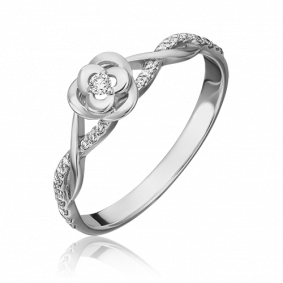 Кольцо из белого золота Platina 01-1566-00-101-1120-30 с бриллиантом 01-1566-00-101-1120-30 фото