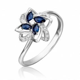 Кольцо из белого золота Platina 01-1573-00-105-1120-30 с бриллиантом и сапфиром 01-1573-00-105-1120-30 фото