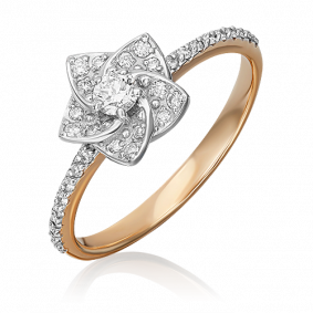 Кольцо из комбинированного золота Platina 01-1574-00-101-1111-30 с бриллиантом 01-1574-00-101-1111-30 фото