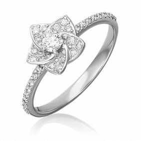 Кольцо из белого золота Platina 01-1574-00-101-1120-30 с бриллиантом 01-1574-00-101-1120-30 фото