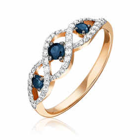 Золотое кольцо Platina 01-1579-00-105-1110-30 с бриллиантом и сапфиром 01-1579-00-105-1110-30 фото