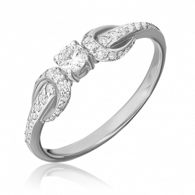 Кольцо из белого золота Platina 01-1584-00-101-1120-30 с бриллиантом 01-1584-00-101-1120-30 фото