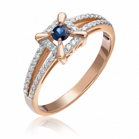 Золотое кольцо Platina 01-1585-00-105-1110-30 с бриллиантом и сапфиром 01-1585-00-105-1110-30 фото