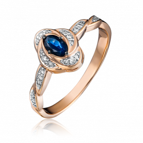 Золотое кольцо Platina 01-1587-00-105-1110-30 с бриллиантом и сапфиром 01-1587-00-105-1110-30 фото