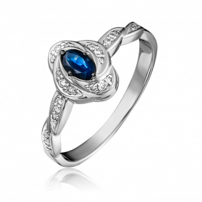 Кольцо из белого золота Platina 01-1587-00-105-1120-30 с бриллиантом и сапфиром 01-1587-00-105-1120-30 фото