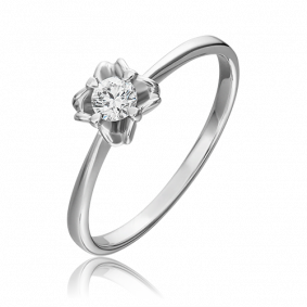 Кольцо из белого золота Platina 01-1591-00-101-1120-30 с бриллиантом 01-1591-00-101-1120-30 фото