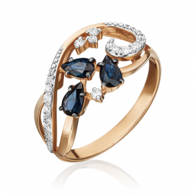 Золотое кольцо Platina 01-1592-00-105-1110-30 с бриллиантом и сапфиром 01-1592-00-105-1110-30 фото