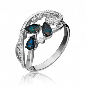 Кольцо из белого золота Platina 01-1592-00-105-1120-30 с бриллиантом и сапфиром 01-1592-00-105-1120-30 фото