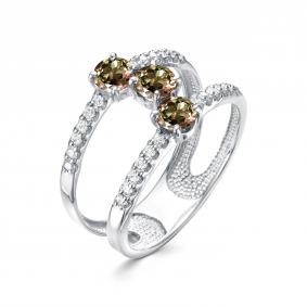 Серебряное кольцо АЛЬКОР 01-1593/00СТ-00 с фианитом и султанитом 01-1593/00СТ-00 фото