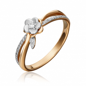 Кольцо из комбинированного золота Platina 01-1597-00-101-1111-30 с бриллиантом 01-1597-00-101-1111-30 фото