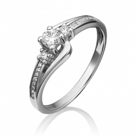 Кольцо из белого золота Platina 01-1599-00-101-1120-30 с бриллиантом 01-1599-00-101-1120-30 фото