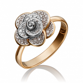 Кольцо из комбинированного золота Platina 01-1601-00-101-1111-30 с бриллиантом 01-1601-00-101-1111-30 фото