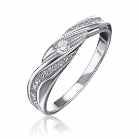 Кольцо из белого золота Platina 01-1602-00-101-1120-30 с бриллиантом 01-1602-00-101-1120-30 фото