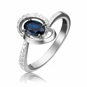 Кольцо из белого золота Platina 01-1603-00-105-1120-30 с бриллиантом и сапфиром 01-1603-00-105-1120-30 фото