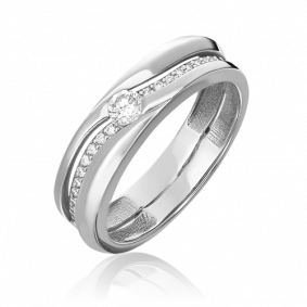 Кольцо из белого золота Platina 01-1604-00-101-1120-30 с бриллиантом 01-1604-00-101-1120-30 фото