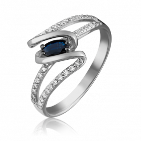 Кольцо из белого золота Platina 01-1609-00-105-1120-30 с бриллиантом и сапфиром 01-1609-00-105-1120-30 фото