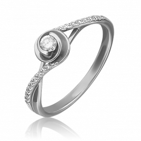 Кольцо из белого золота Platina 01-1610-00-101-1120-30 с бриллиантом 01-1610-00-101-1120-30 фото