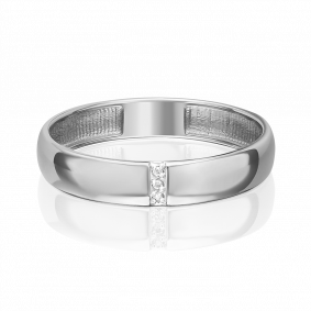 Обручальное кольцо из белого золота Platina с бриллиантом 01-1615-00-101-1120-30 01-1615-00-101-1120-30 фото