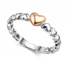 Серебряное кольцо АЛЬКОР с золотой накладкой и бриллиантом 01-1635/000Б-00 01-1635/000Б-00 фото