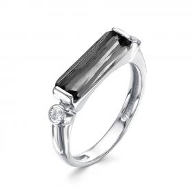 Серебряное кольцо АЛЬКОР 01-1642/0ЧБК-00 с фианитом и ювелирным кристаллом 01-1642/0ЧБК-00 фото