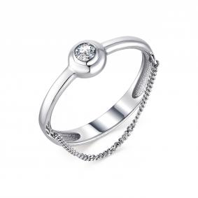 Серебряное кольцо АЛЬКОР 01-1659/00КЦ-00 с фианитом 01-1659/00КЦ-00 фото