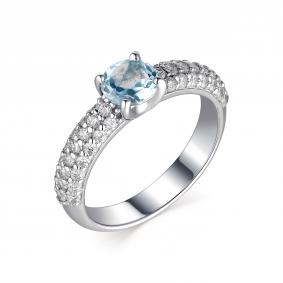 Серебряное кольцо АЛЬКОР 01-1664/00ТБ-00 с топазом и фианитом 01-1664/00ТБ-00 фото