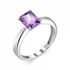 Серебряное кольцо АЛЬКОР 01-1680/00АМ-00 с аметистом 01-1680/00АМ-00 фото
